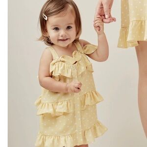 Yellow Polka Dot Ruffle Kids Dress